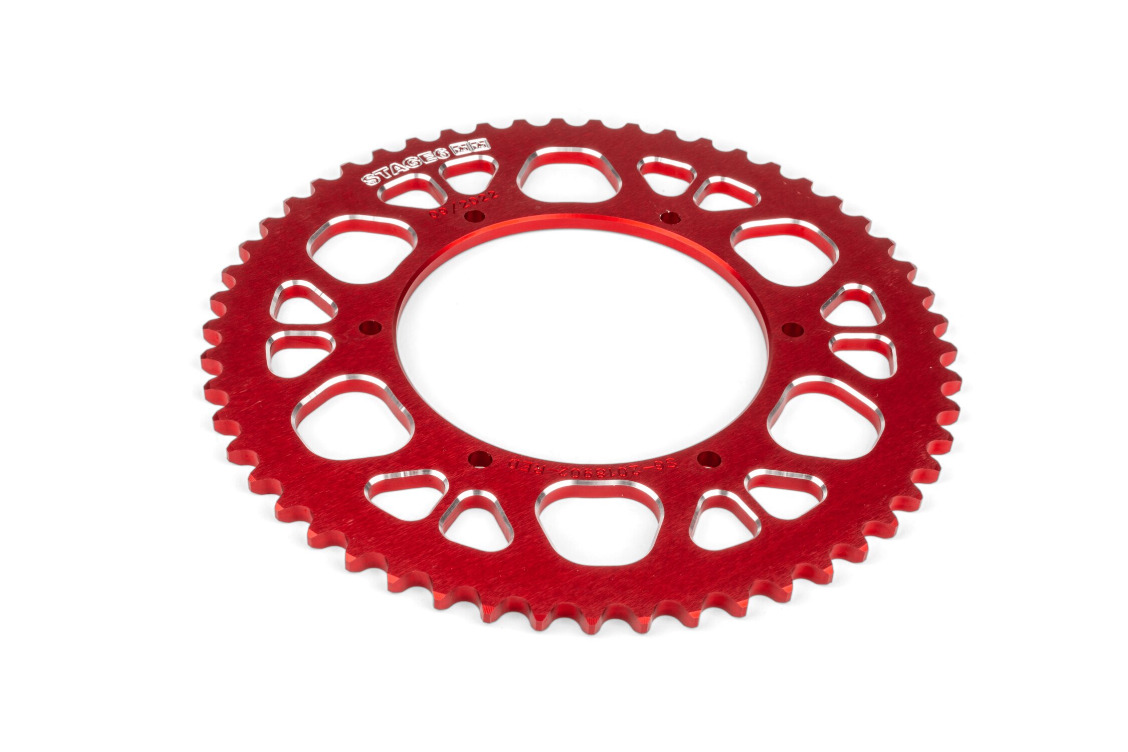 Couronne 53 dents - 420 Stage6 alu CNC Rouge Aprilia SX 50