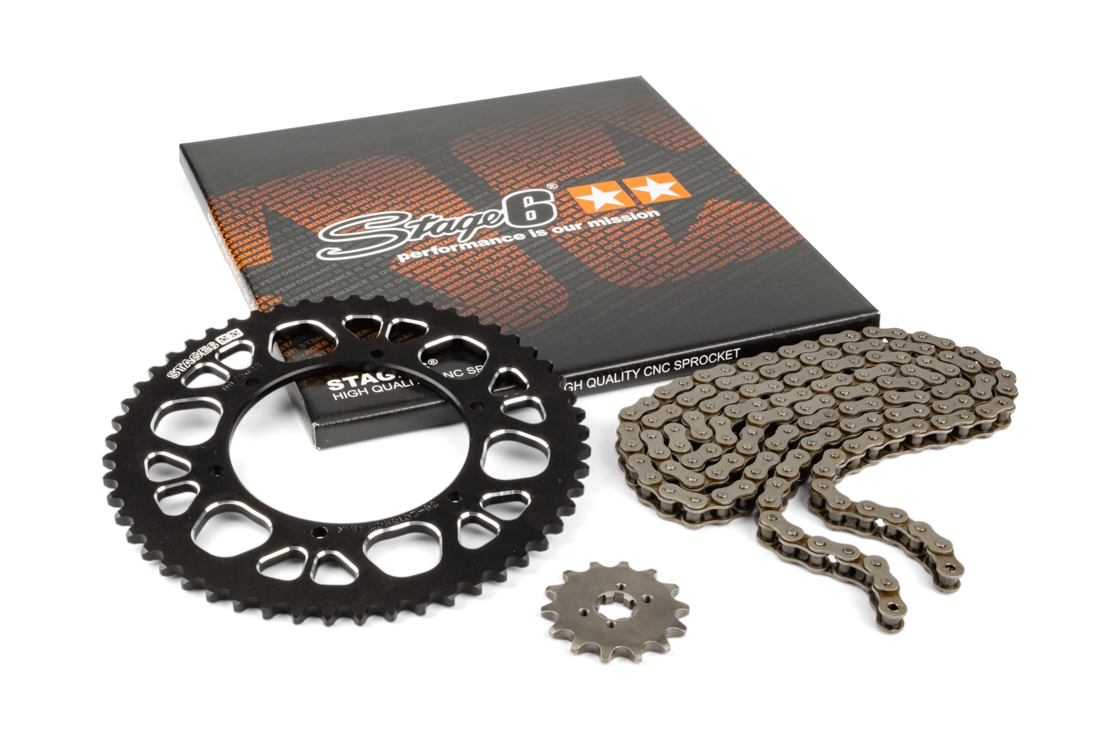 Kit chaîne 14x53 - 420 Stage6 alu CNC Noir Aprilia SX 50
