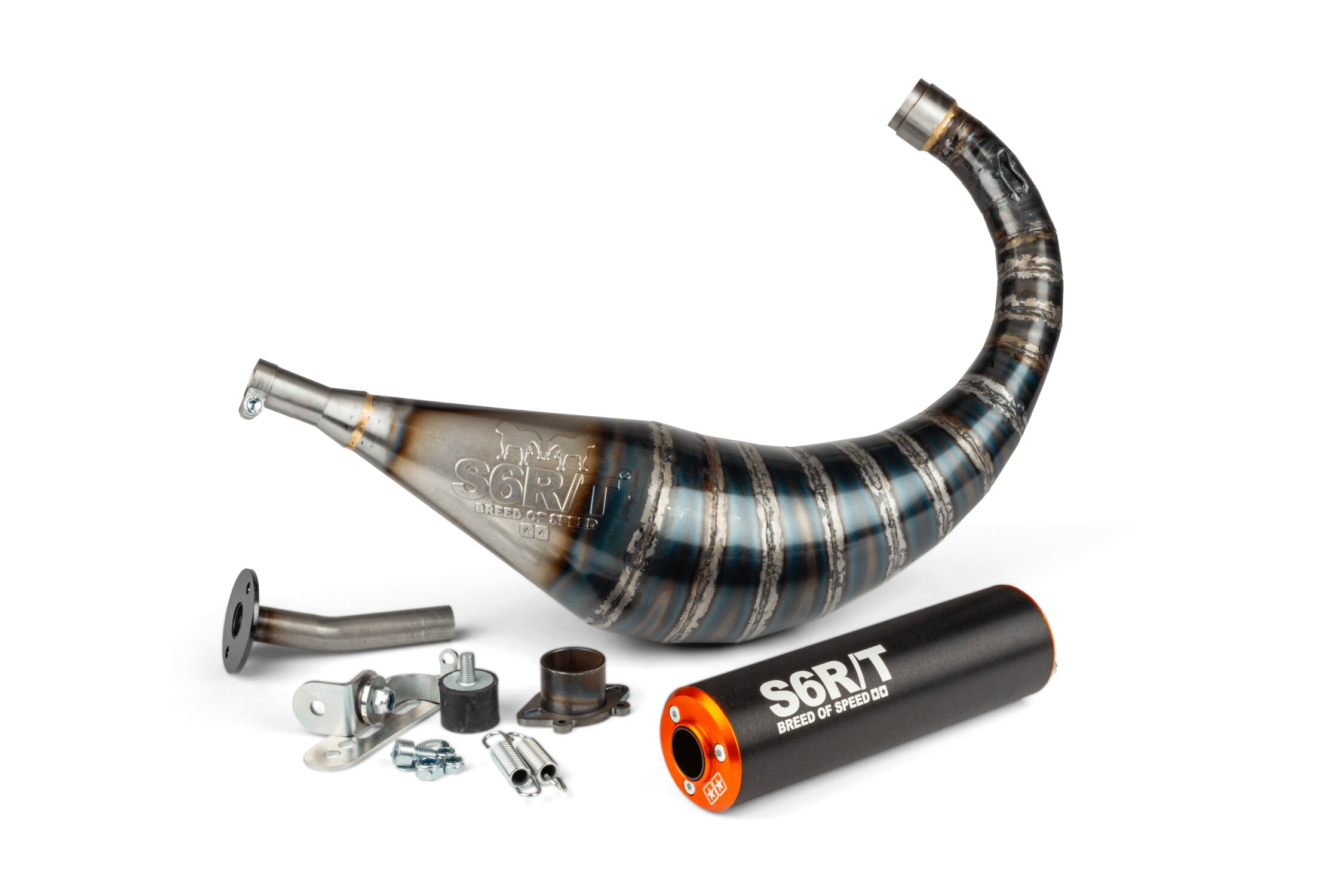 Pot d'échappement Derbi Stage6 R/T 70 - 80 Noir / Orange