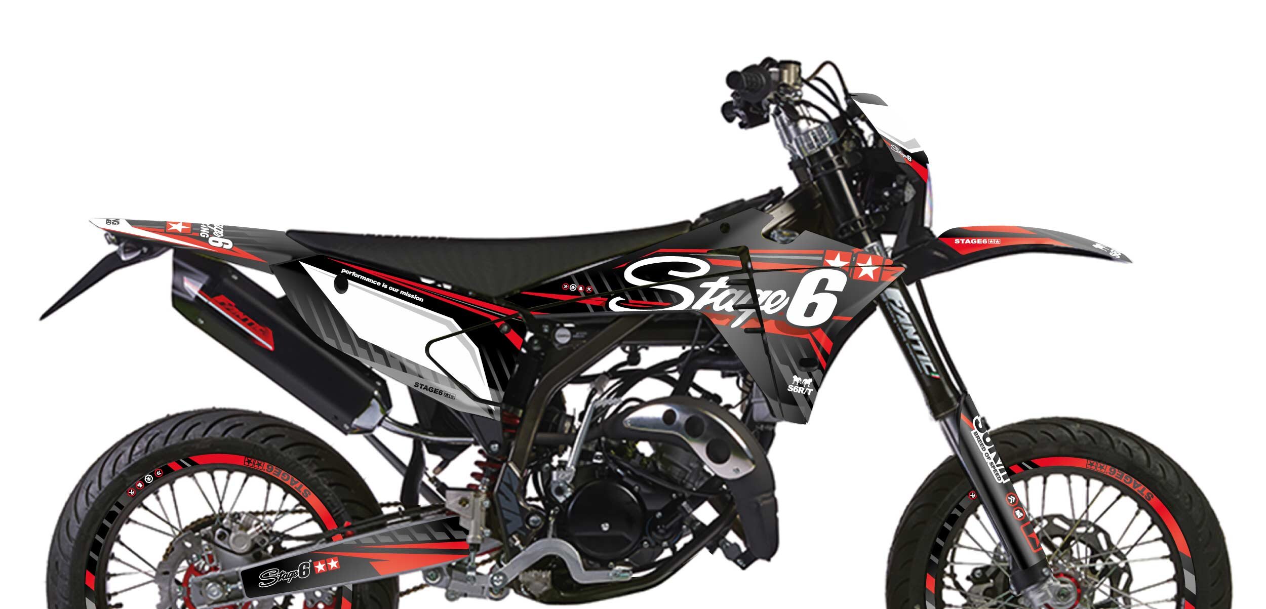 Kit déco Fantic XM 50 après 2023 Stage6 Rouge