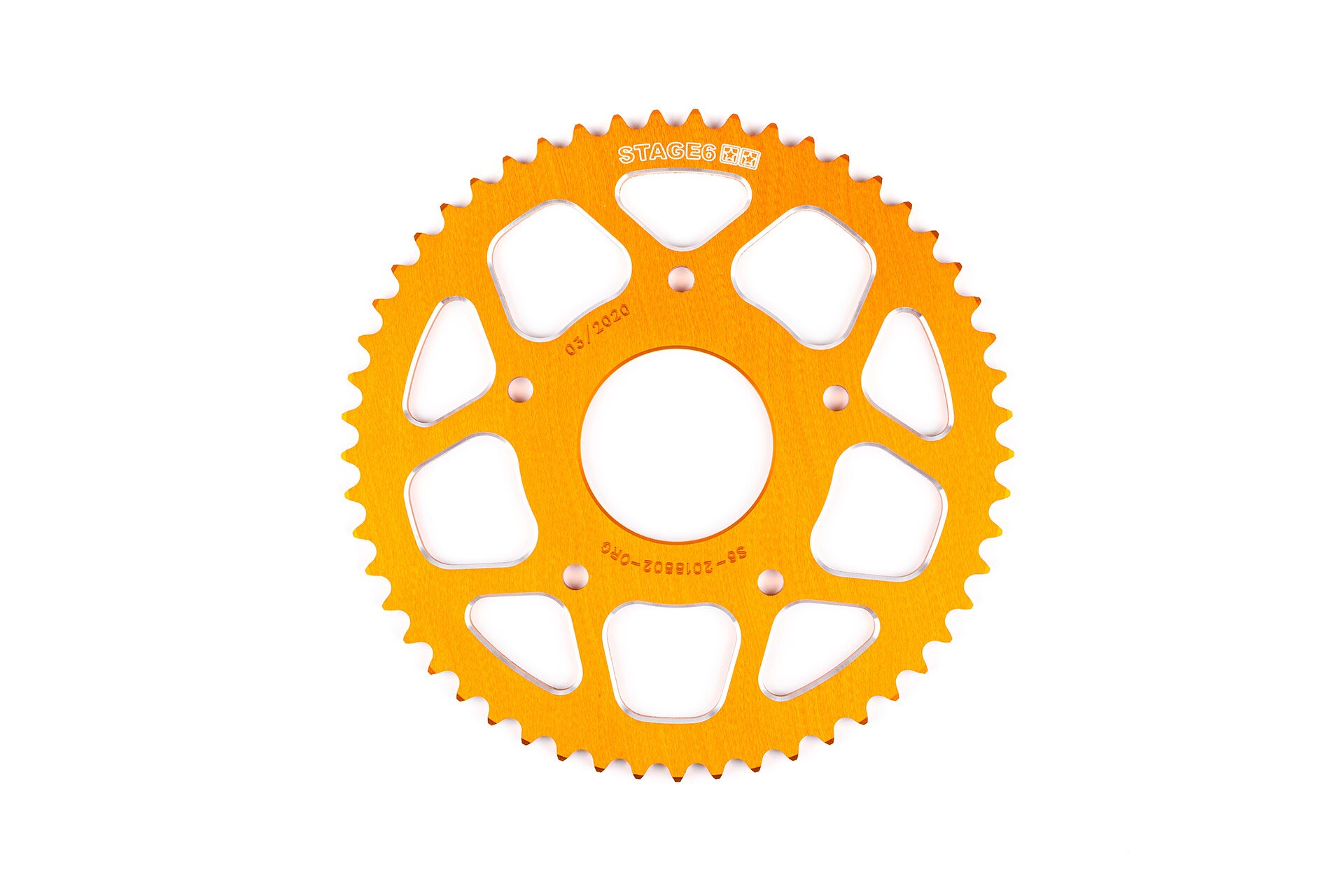 Couronne 53 dents - 420 Stage6 alu CNC Orange Peugeot / Rieju