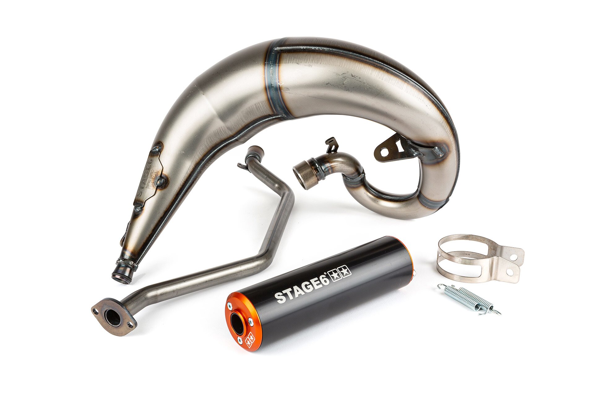 Pot d'échappement Sherco SM-R 50 Stage6 Streetrace passage haut orange / noir