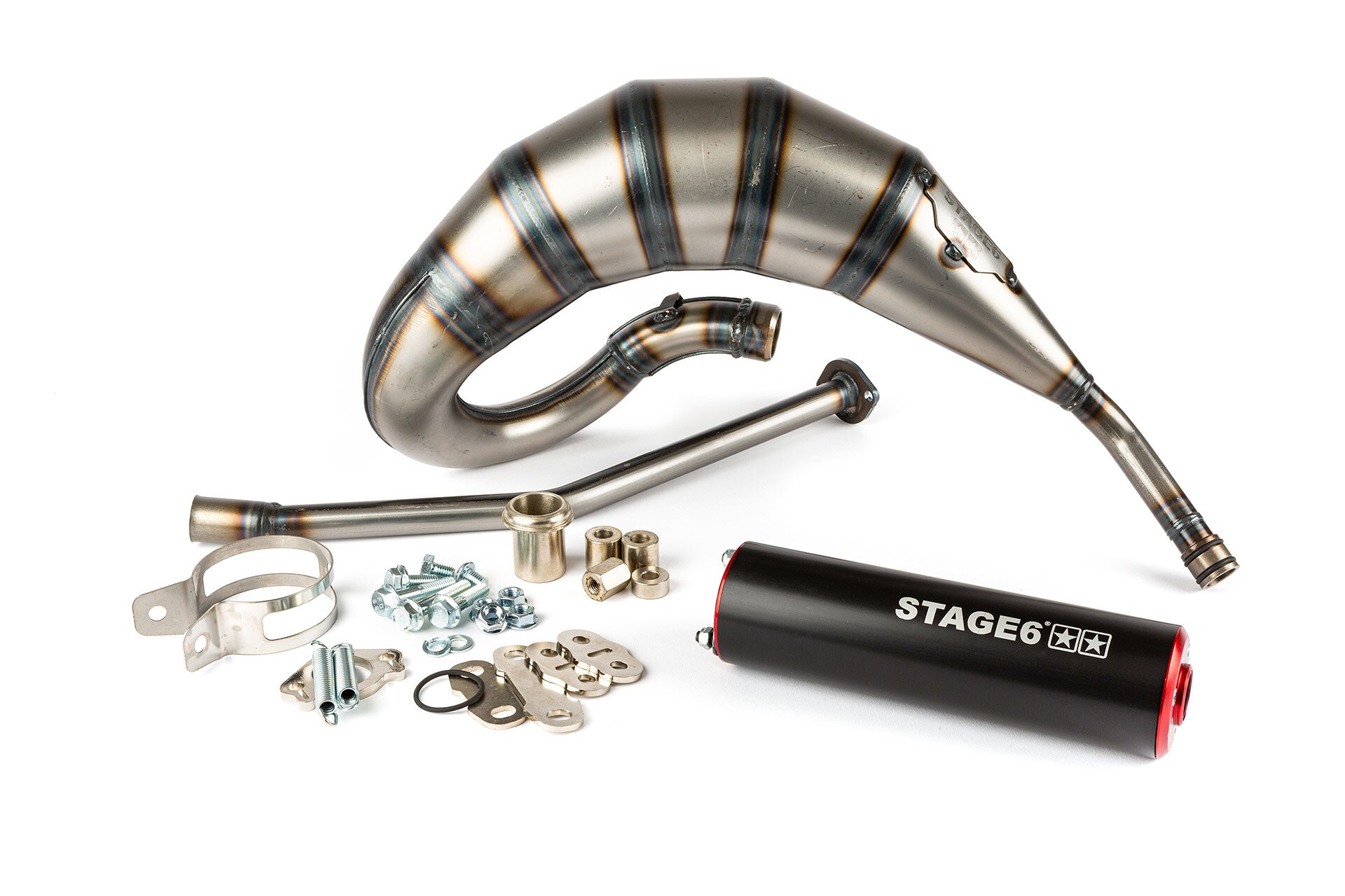 Pot d'échappement Derbi Senda Stage6 Streetrace 70 passage haut Rouge