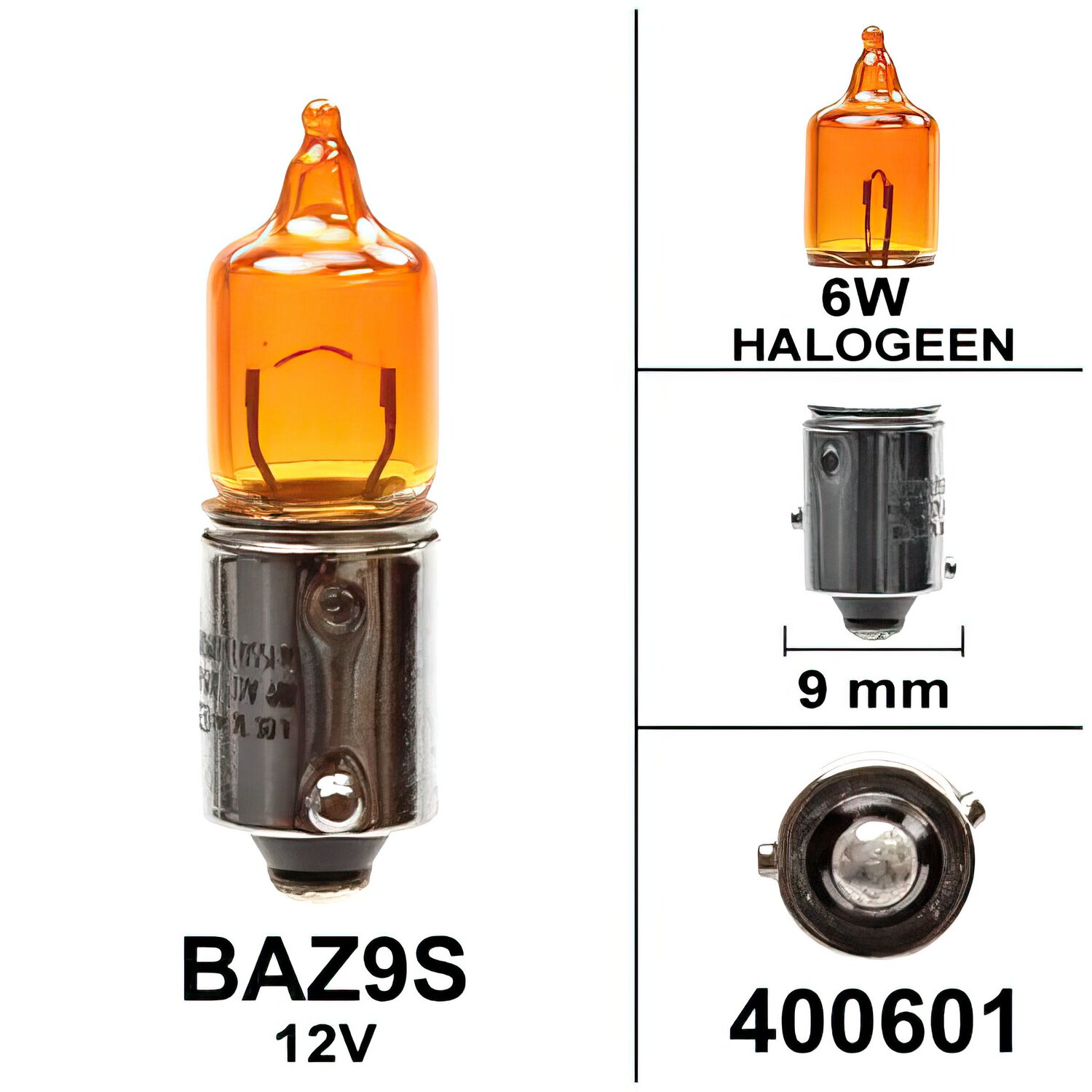 Ampoule halogène BAZ9S 12V - 6W Flösser Orange