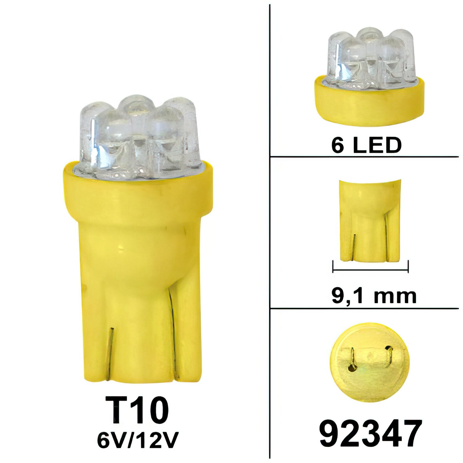 Standard Parts Ampoule T10 6V / 12V 6 LED orange