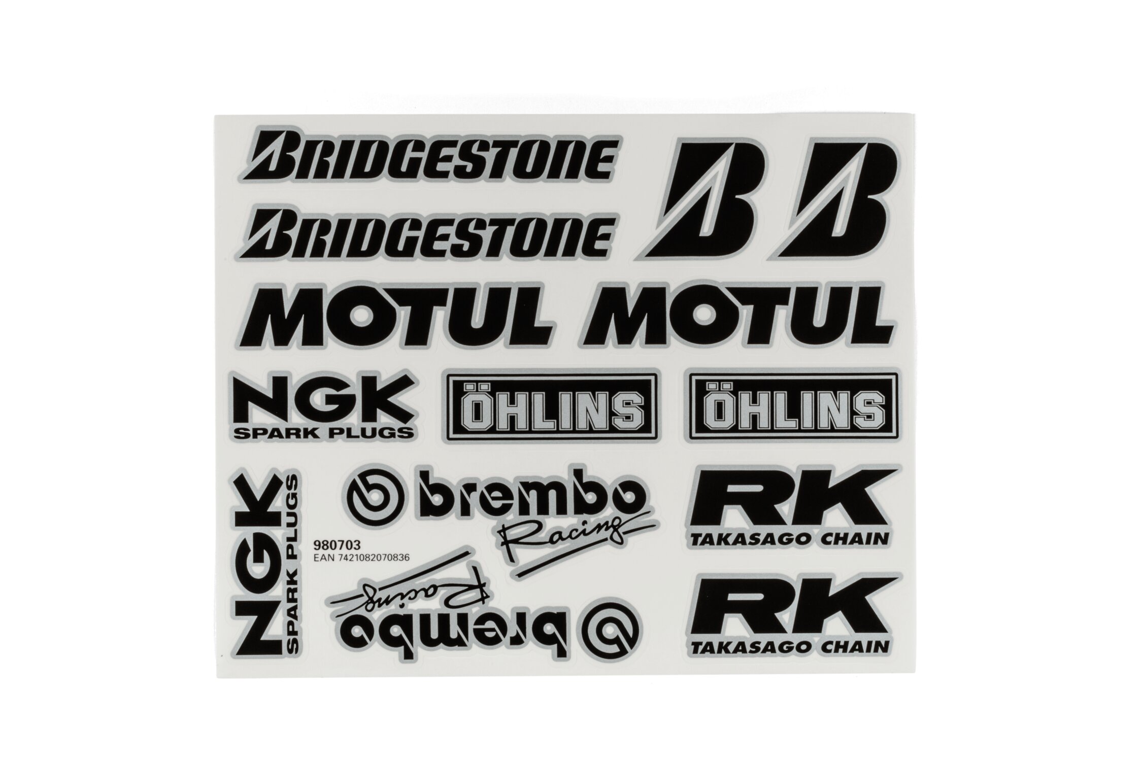 Planche autocollants Sponsor Brembo NGK etc. 193x240mm