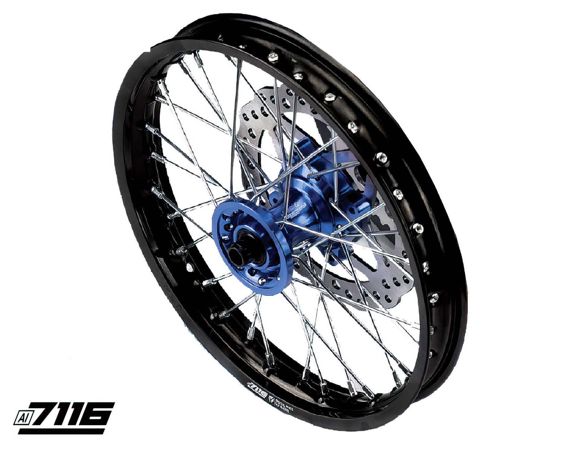 Roue Av. alu 1.4x14" - moyeu CNC 2018 bleu avec disque YCF Factory Pit Bike