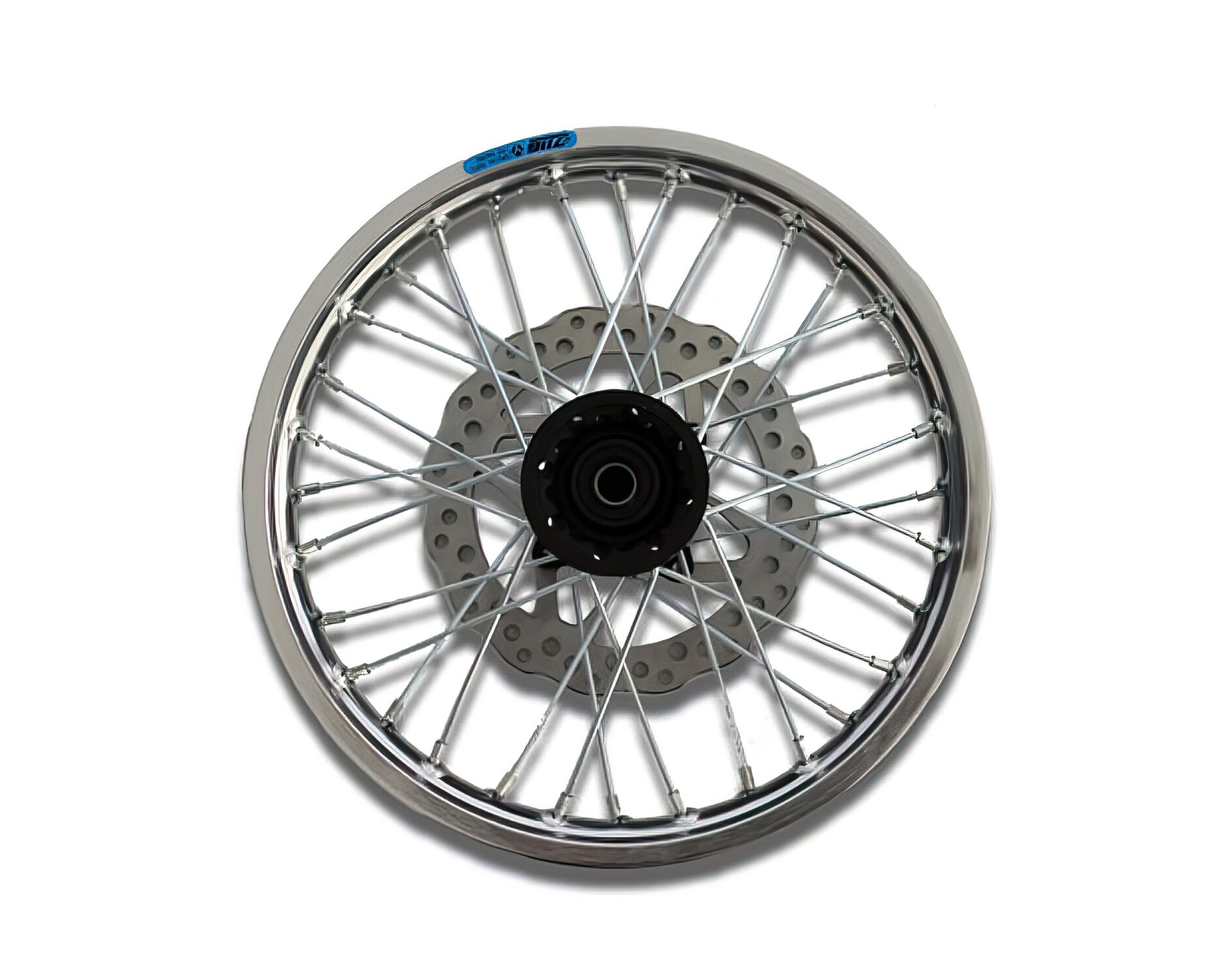 Roue Av. alu 1.4x14" - moyeu CNC noir / cerceau silver avec disque YCF Factory Pit Bike
