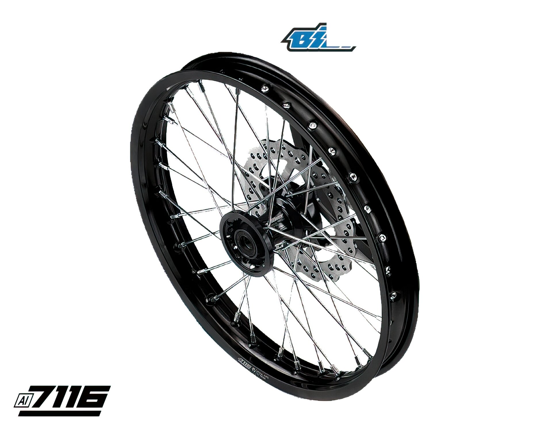 Roue Av. alu 1.6x17" - moyeu CNC noir avec disque YCF Factory Pit Bike