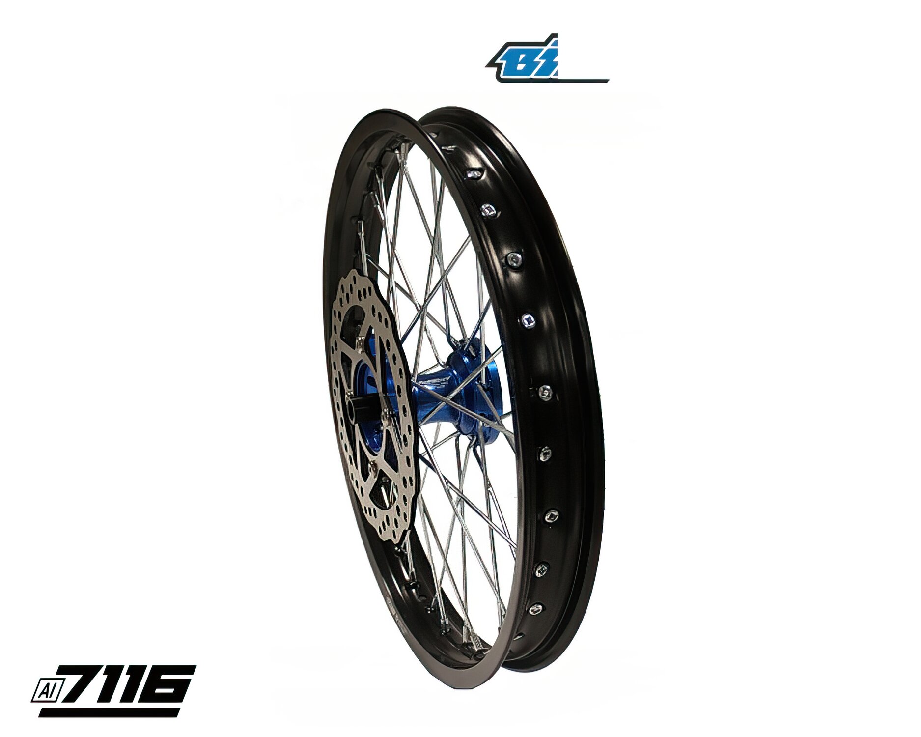 Roue Av. alu 1.6x17" - moyeu CNC bleu avec disque YCF Factory Pit Bike