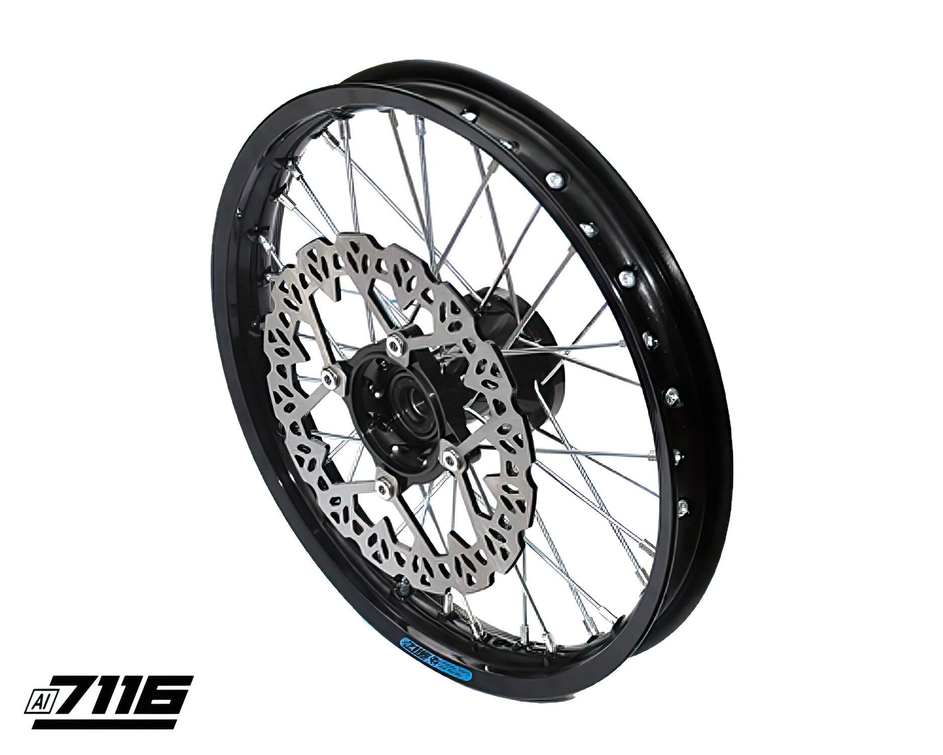 Roue Av. alu 1.4x14" - moyeu CNC noir avec disque YCF Factory Pit Bike
