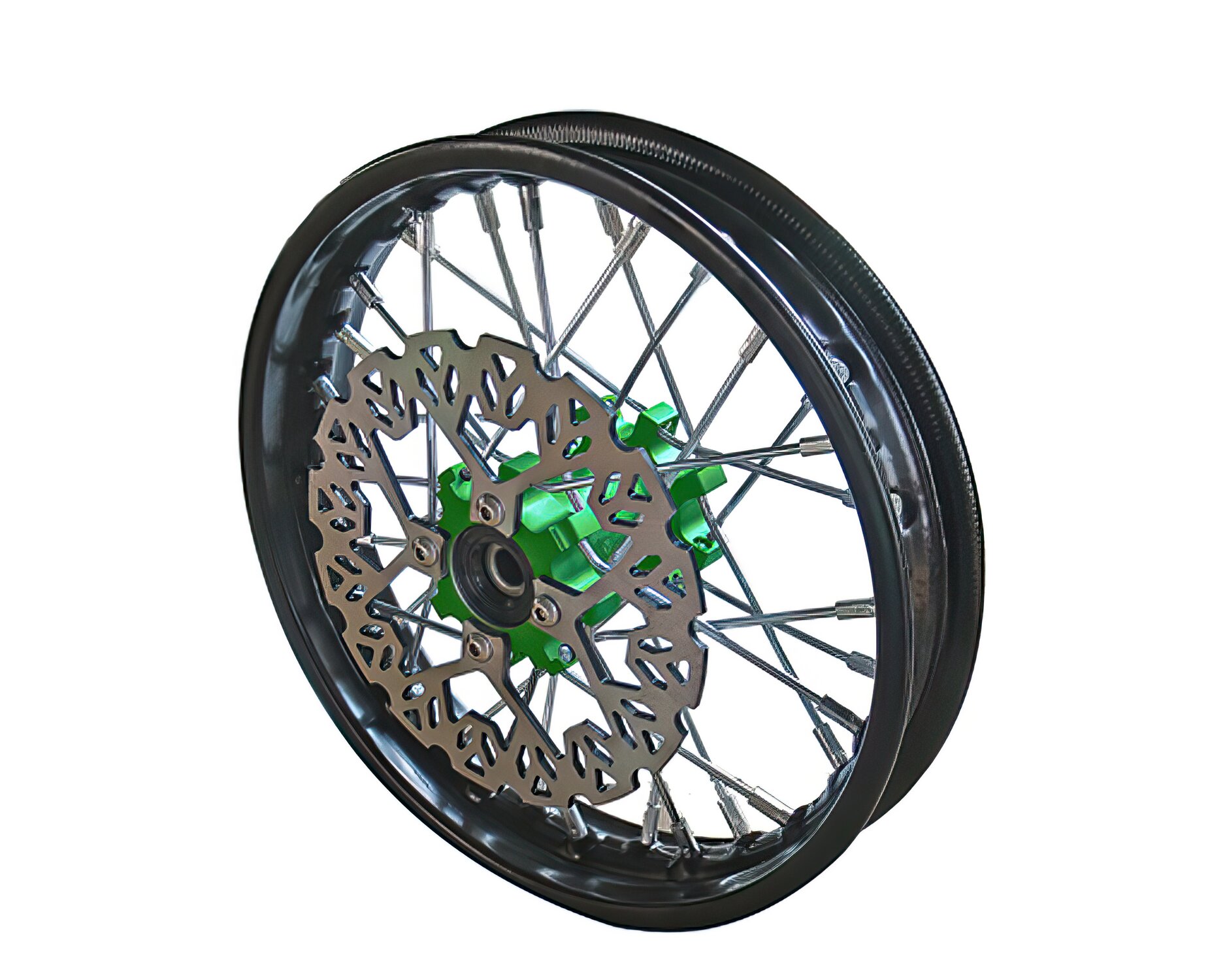 Roue avant - moyeu CNC vert avec disque Pit Bike YCF50A