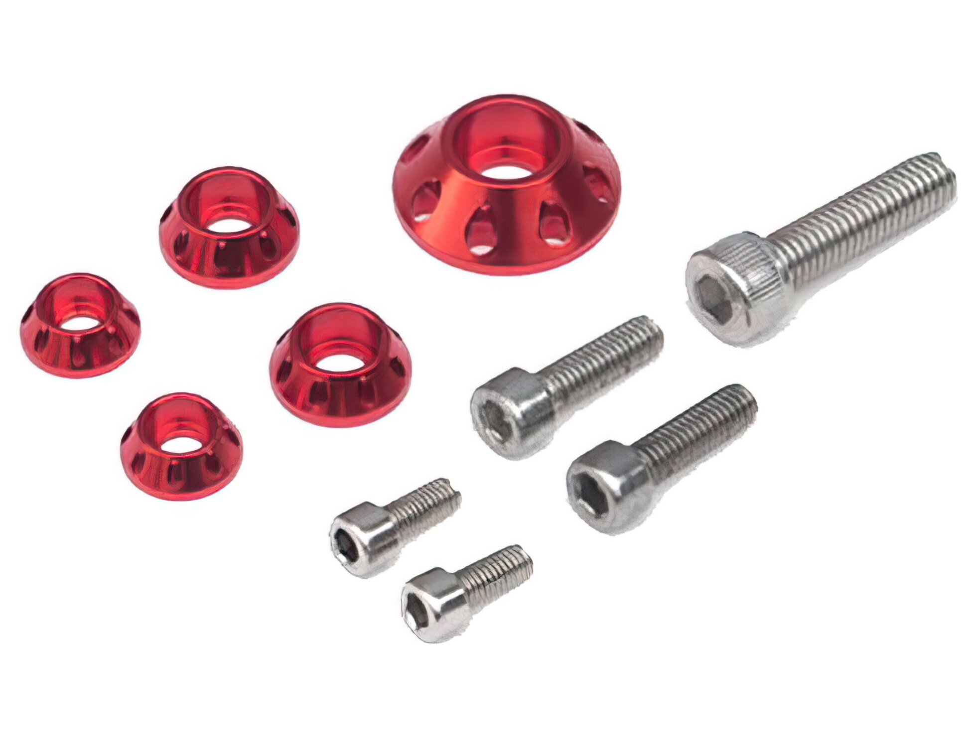 Kit vis carrosserie et réservoir (2xM5 2xM6 1xM8) Rouge