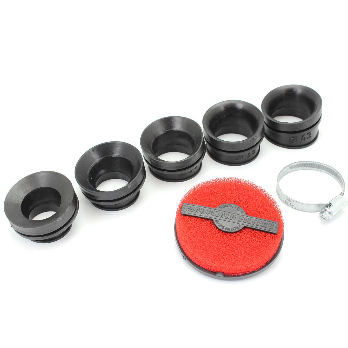 Standard Parts Filtre à air extra plat d.28 à 43mm Noir et Rouge