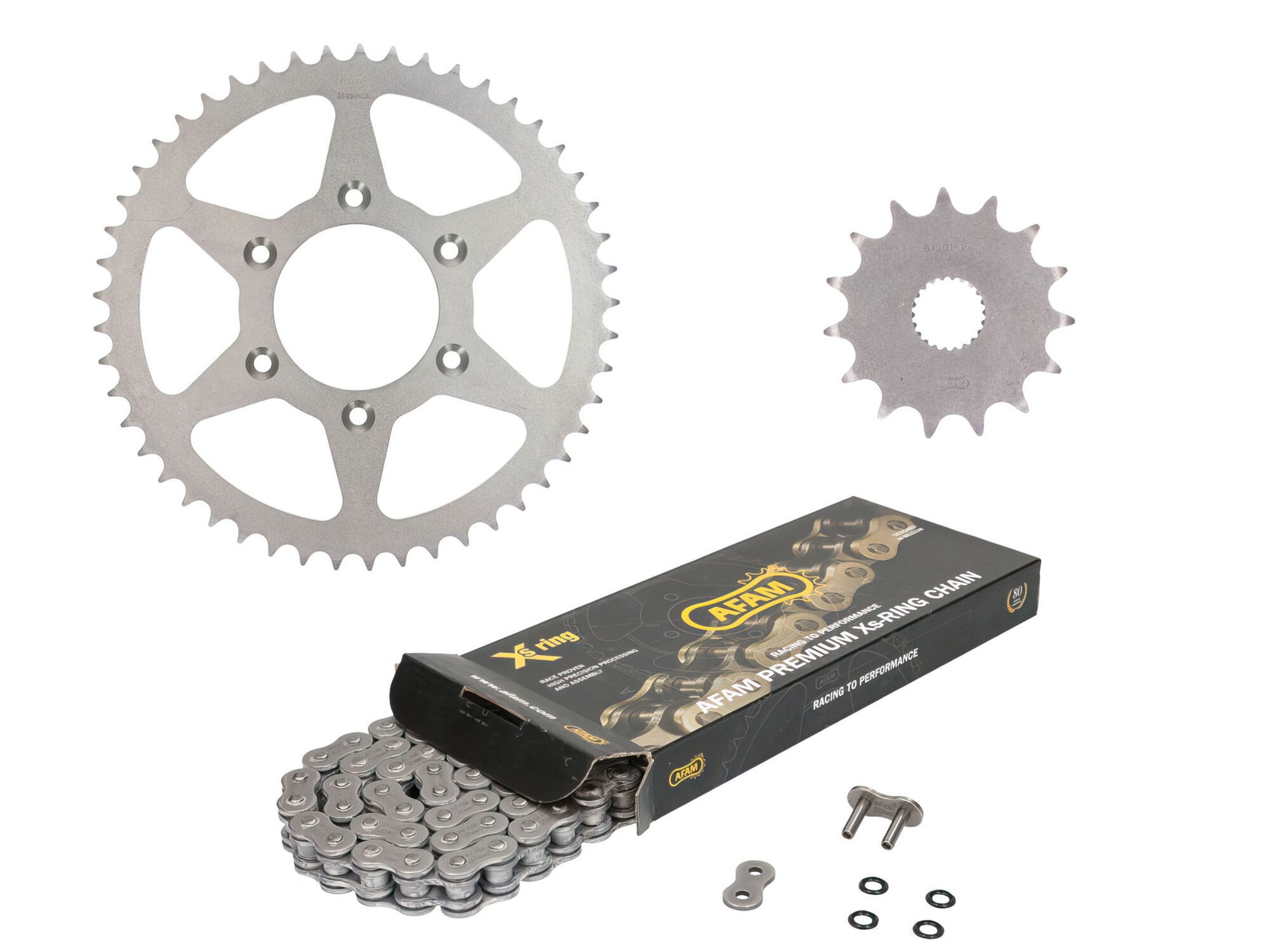 Kit chaîne AFAM XS-Ring extra renforcé 15x45 Aprilia SX125 2008 - 2010