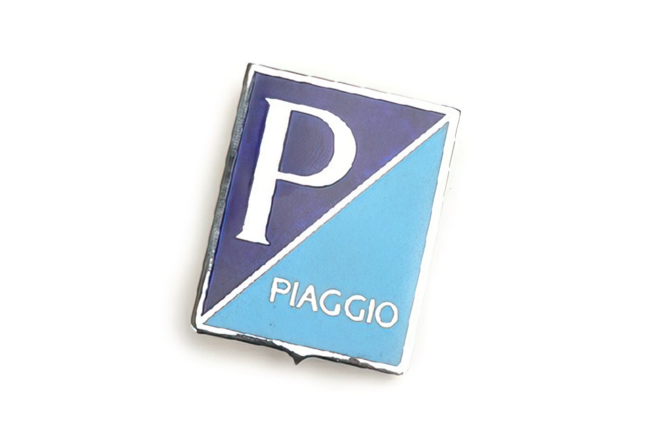 Logo Piaggio à clipser 37x46mm bleu / chrome