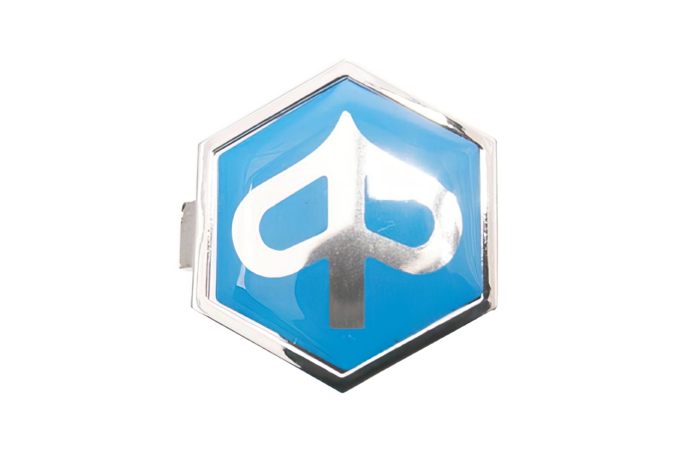 Logo Piaggio à clipser 32x37mm bleu / chrome