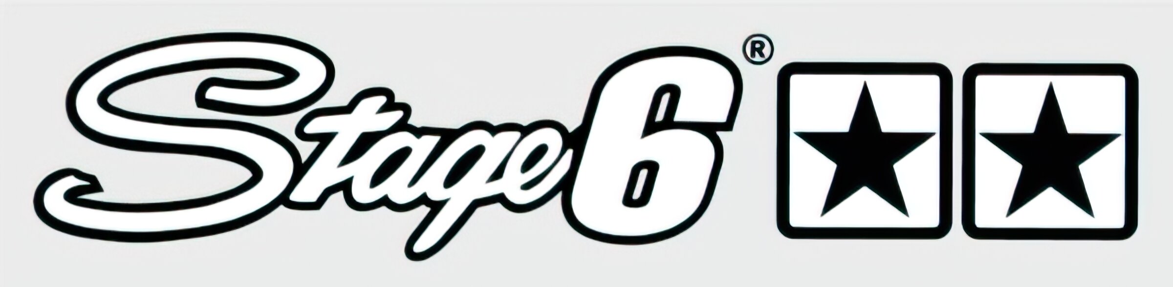 Autocollant logo Stage6 blanc 25x4,5cm