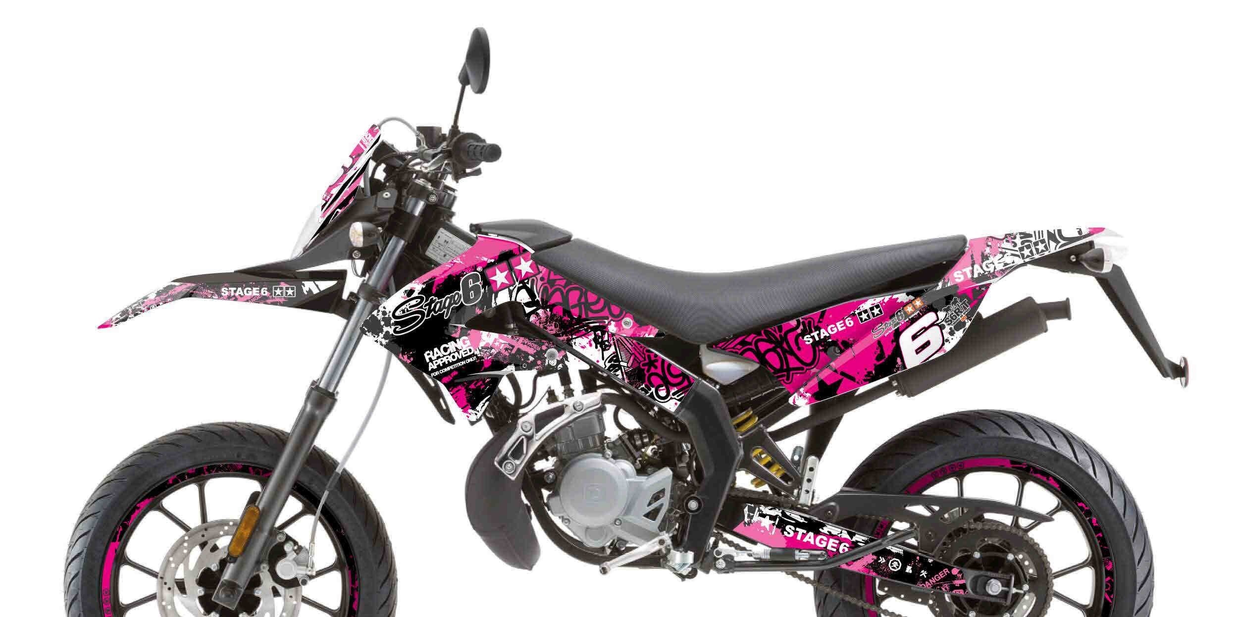 Kit déco Derbi X-Treme 2011 - 2017 Stage6 rose / noir
