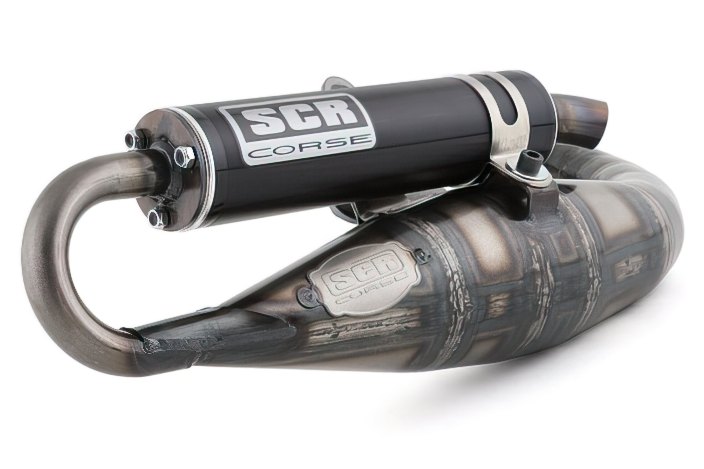 Pot d'échappement SCR Corse Hand Made 70 Alu noir MBK Booster /Stunt