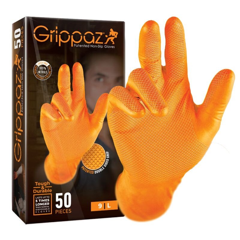 Standard Parts Gants d'atelier orange Nitrile haute résistance - Boîte de 25 paires - T7 (S)