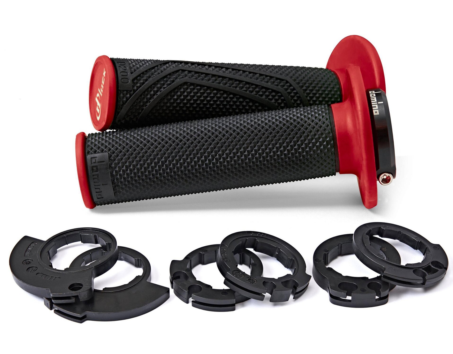 Poignées lock-on Domino D-Lock D200 universelles noir / rouge