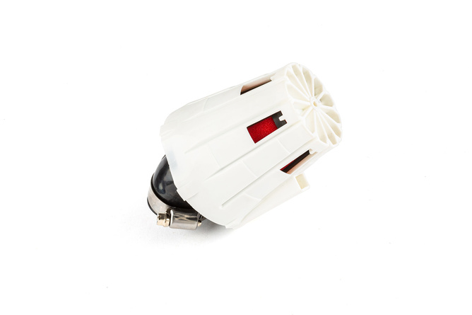 Filtre à air E5 coudé 0/45/90 deg. d.35mm Blanc / Rouge